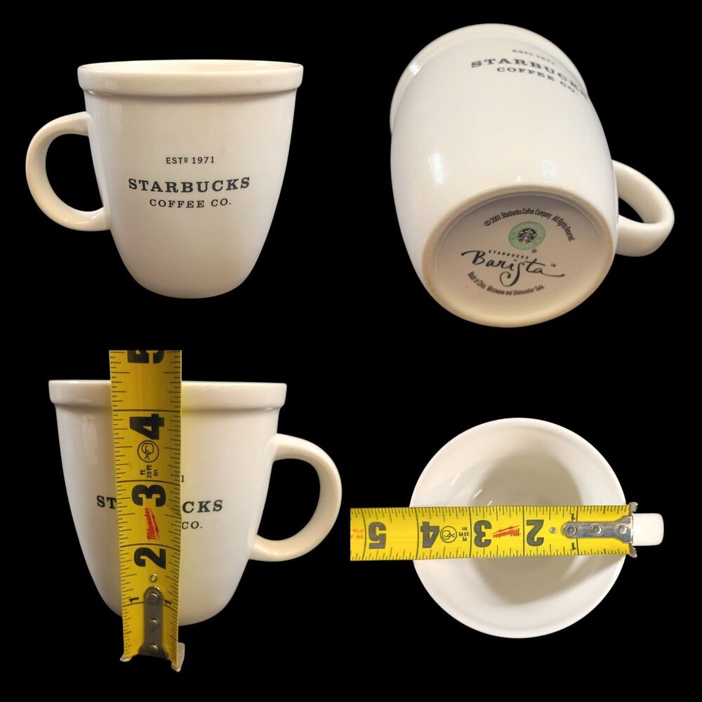 2001 Starbucks Coffee Co. Barista Series 16 Oz. Beige Mug Y2K Minimalist Era